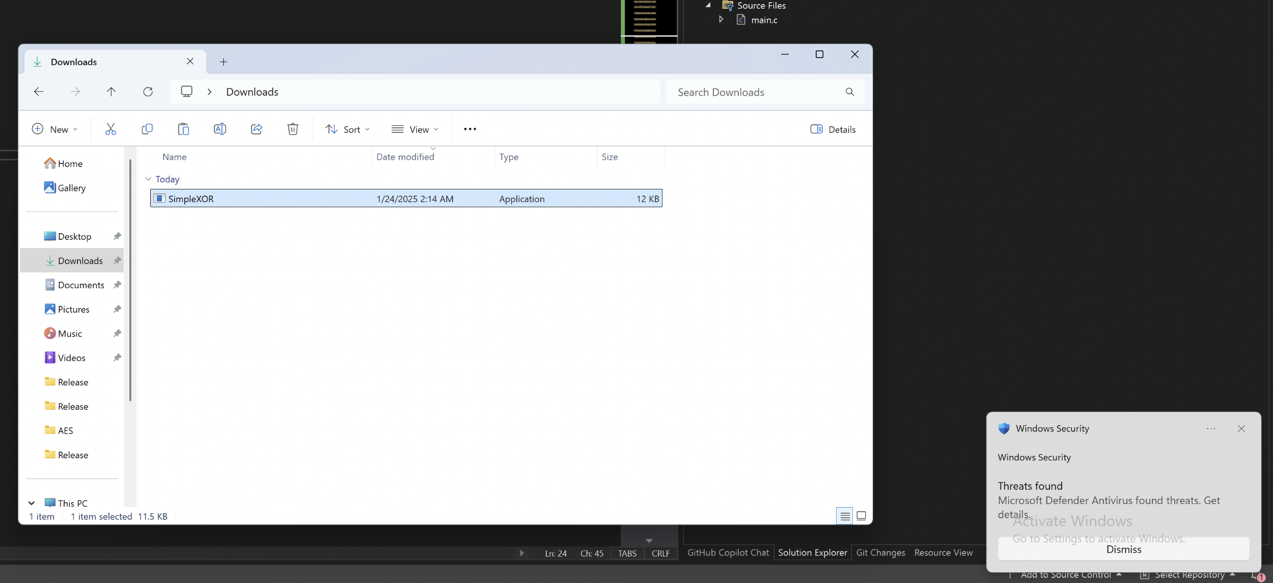 Windows defender detected