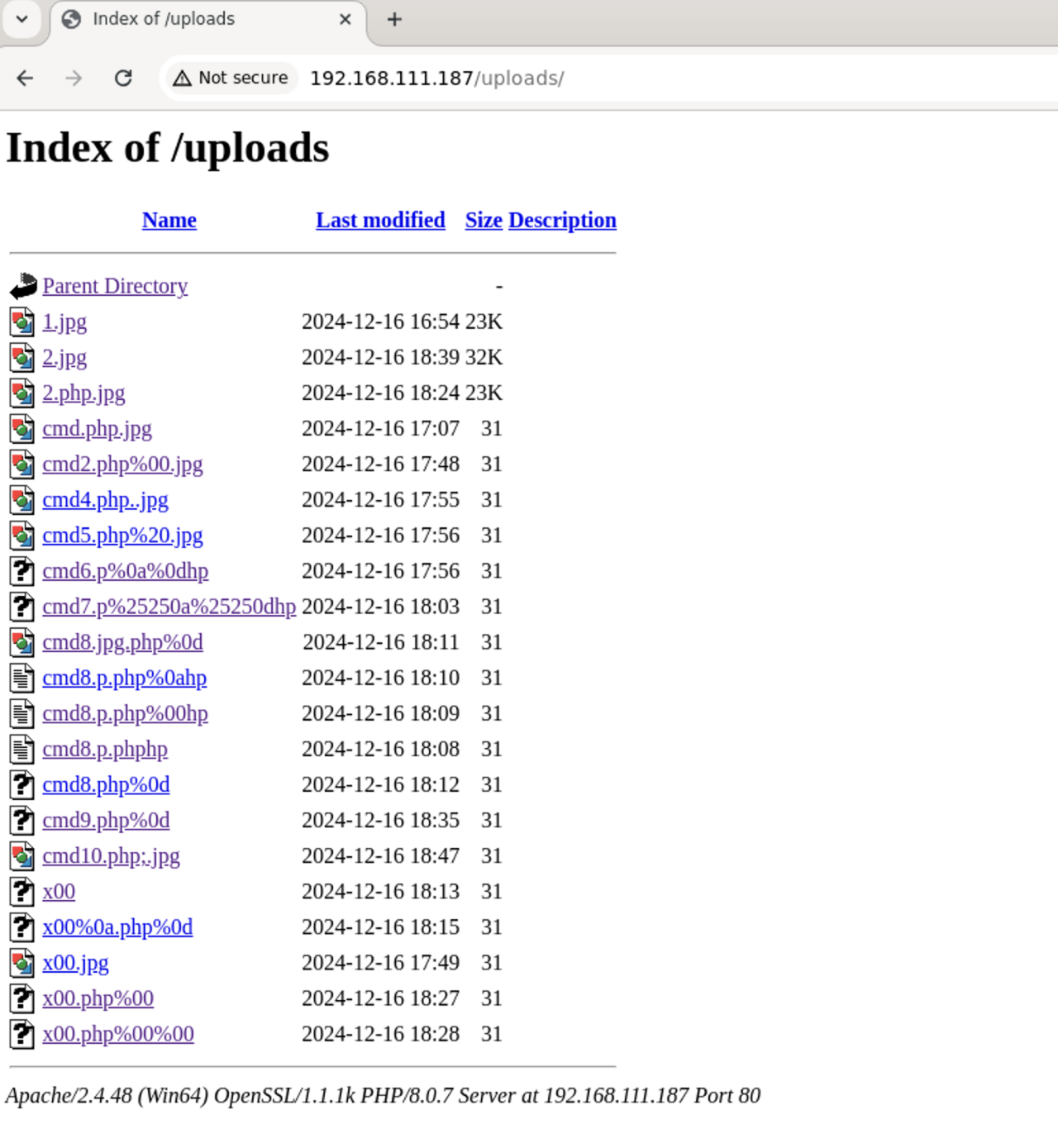 File extension whitelist bypass