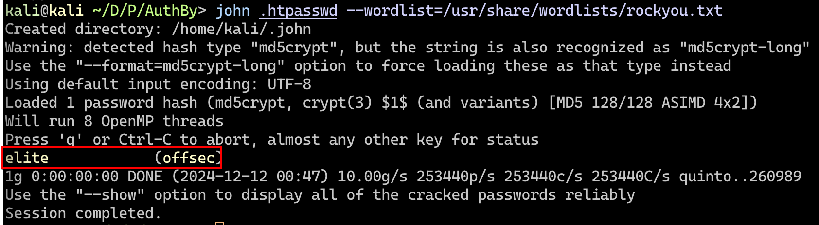 Cracking hash with John