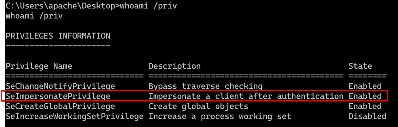 SeImpersonatePrivilege